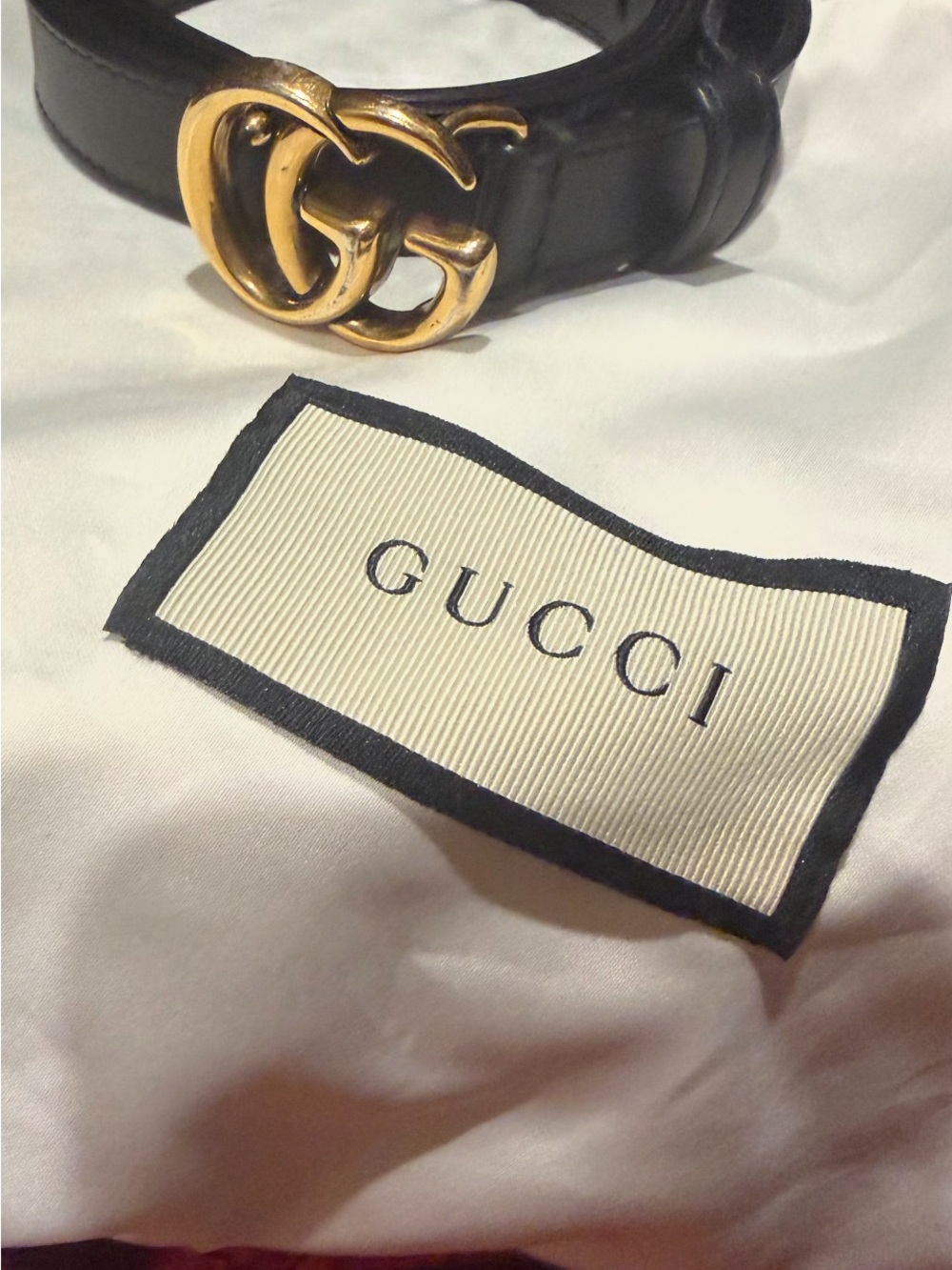 Gucci Black Leather Belt with Gold Double G Logo Buckle